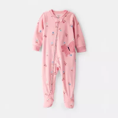 Carter's Toddler Girls Footed Fleece Round Neck Long Sleeve One Piece Pajama