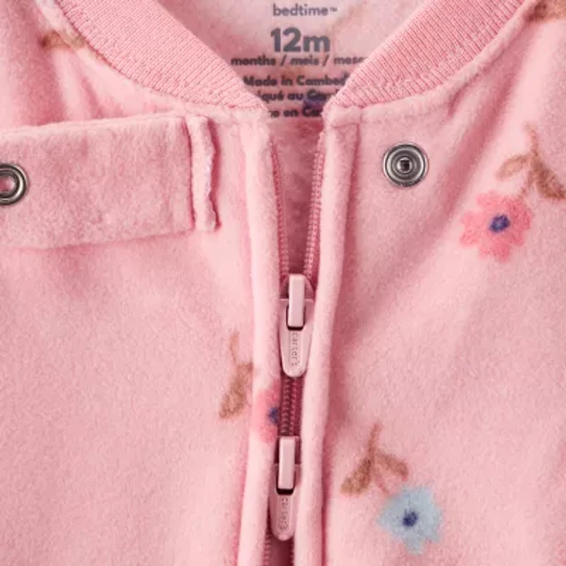 Carter's Toddler Girls Footed Fleece Round Neck Long Sleeve One Piece Pajama