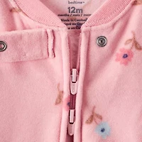 Carter's Toddler Girls Footed Fleece Round Neck Long Sleeve One Piece Pajama