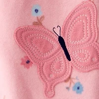 Carter's Toddler Girls Footed Fleece Round Neck Long Sleeve One Piece Pajama