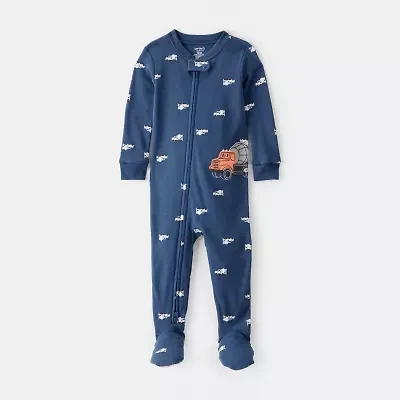 Carter's Toddler Boys Rib Round Neck Long Sleeve Footed Pajamas