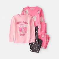 Carter's Toddler Girls Rib Round Neck Long Sleeve 4-pc. Pajama Sets