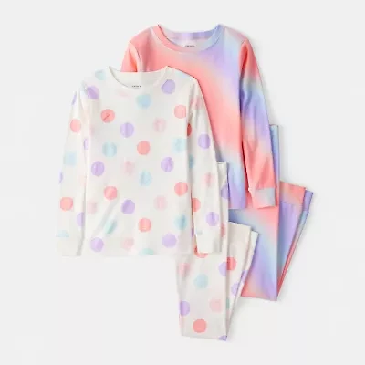 Carter's Little & Big Kid Girls Rib Round Neck Long Sleeve 4-pc. Pajama Sets