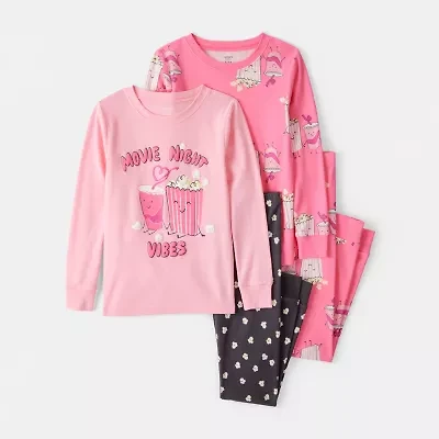 Carter's Little & Big Kid Girls Rib Round Neck Long Sleeve 4-pc. Pajama Sets