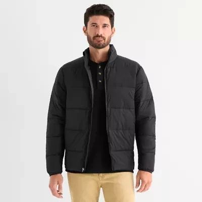 St. John's Bay Mens Adaptive Water Resistant Hidden Access Opening Midweight Puffer Jacket