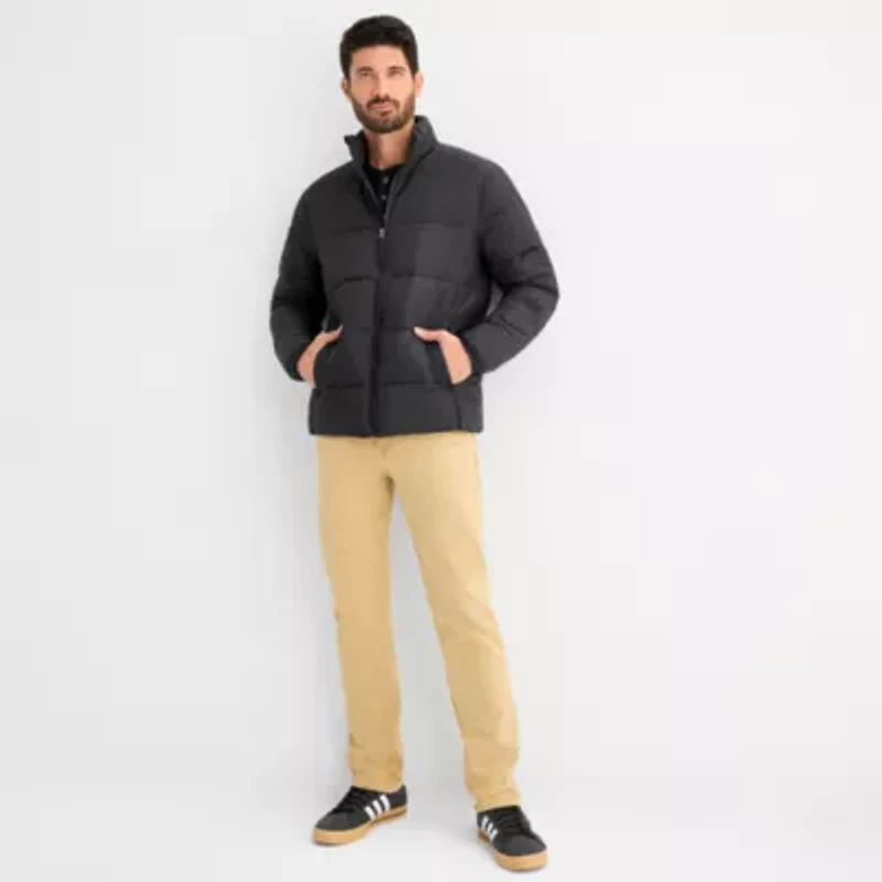 St. John's Bay Mens Adaptive Water Resistant Hidden Access Opening Midweight Puffer Jacket