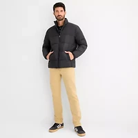 St. John's Bay Mens Adaptive Water Resistant Hidden Access Opening Midweight Puffer Jacket