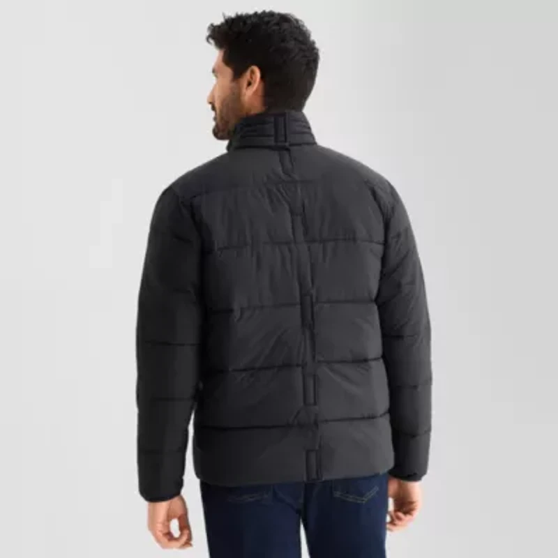 St. John's Bay Mens Adaptive Water Resistant Hidden Access Opening Midweight Puffer Jacket