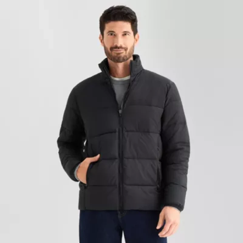 St. John's Bay Mens Adaptive Water Resistant Hidden Access Opening Midweight Puffer Jacket