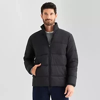 St. John's Bay Mens Adaptive Water Resistant Hidden Access Opening Midweight Puffer Jacket