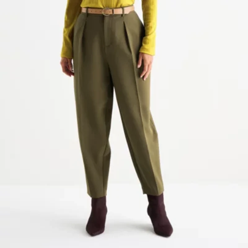 Worthington Womens Tapered Pleated Pant