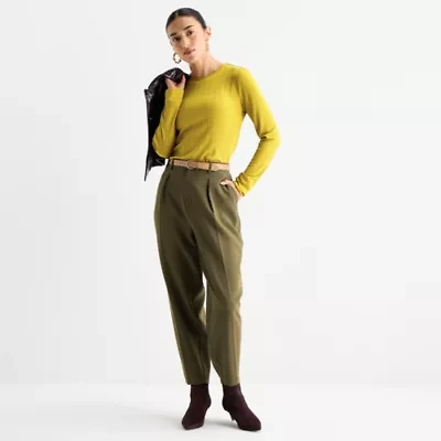 Worthington Womens Tapered Pleated Pant