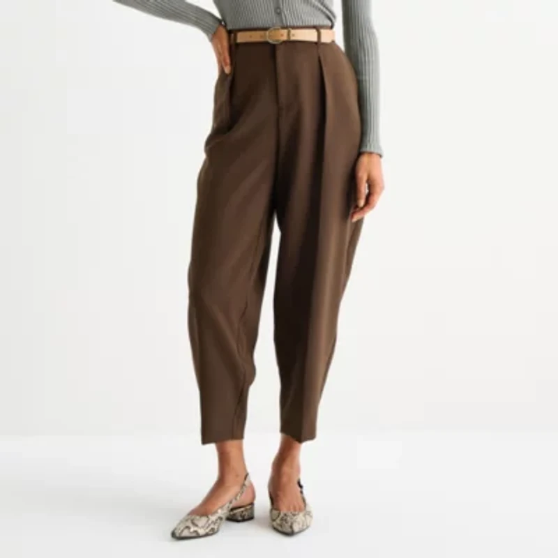 Worthington Womens Tapered Pleated Pant