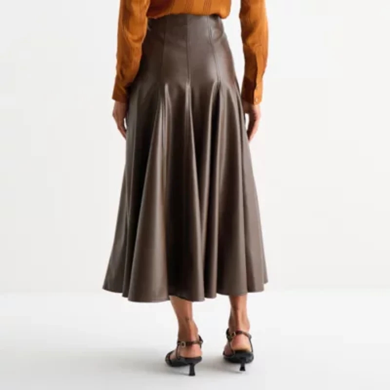 Worthington Womens Long Pleated Skirt