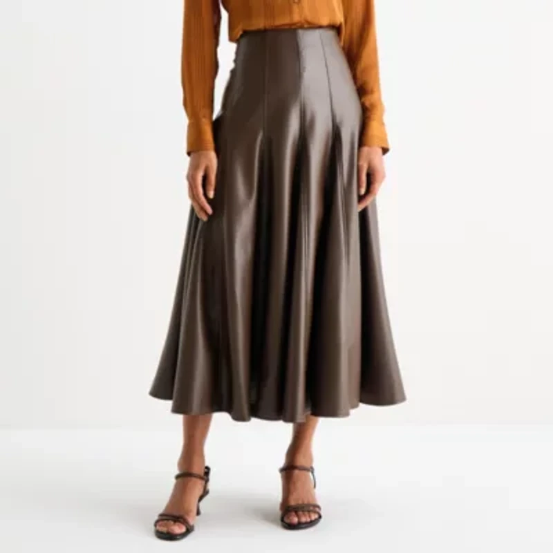 Worthington Womens Long Pleated Skirt