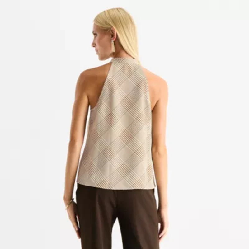 Worthington Womens Halter Neck Sleeveless Blouse
