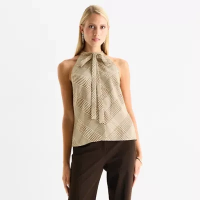 Worthington Womens Halter Neck Sleeveless Blouse