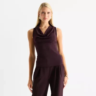 Worthington Womens Cowl Neck Sleeveless Blouse