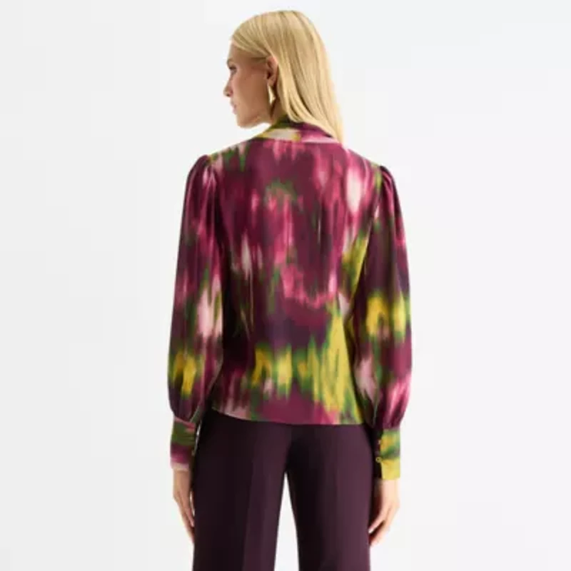 Worthington Womens V Neck Long Sleeve Blouse