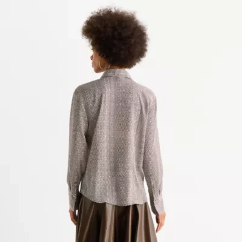 Worthington Womens Long Sleeve Blouse