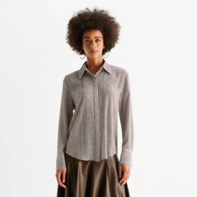 Worthington Womens Long Sleeve Blouse