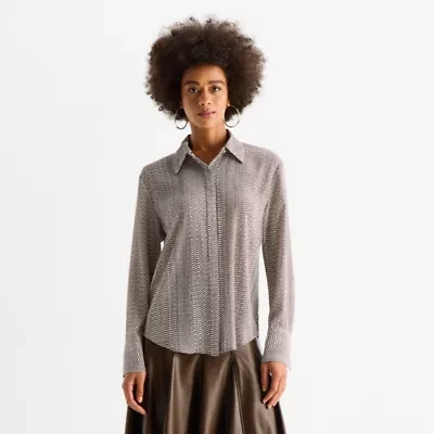 Worthington Womens Long Sleeve Blouse
