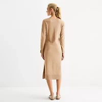 Stylus Womens Long Sleeve Midi Sweater Dress