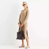 Stylus Womens Long Sleeve Midi Sweater Dress