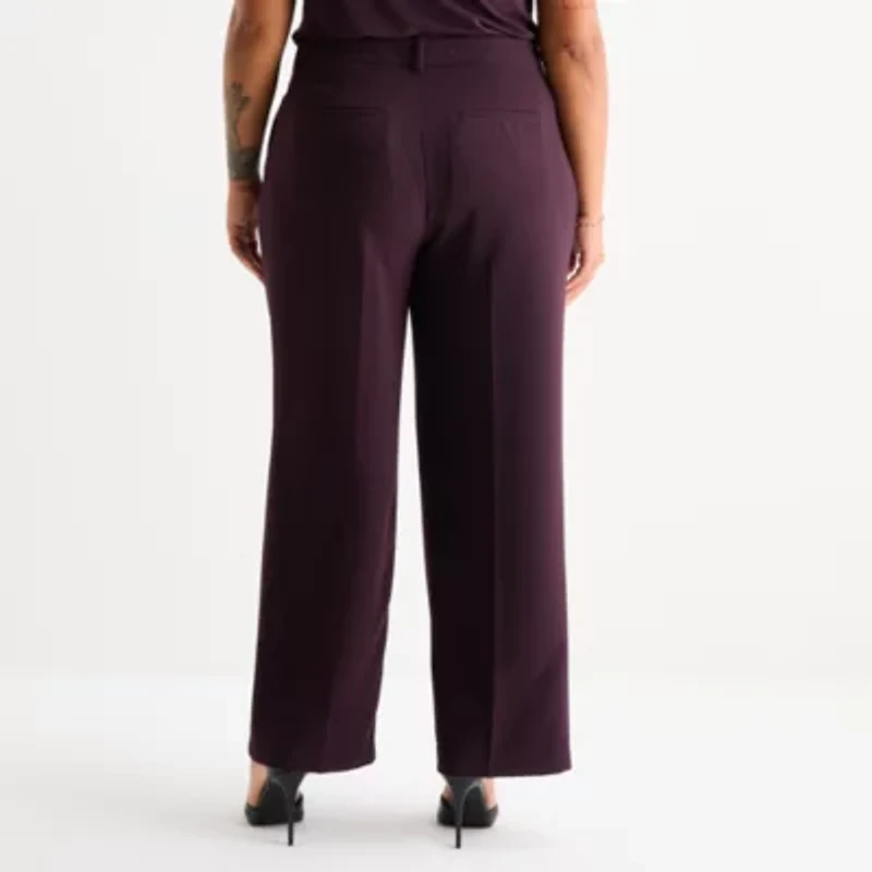 Worthington Womens Straight High Rise Plus Cropped Pant