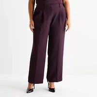 Worthington Womens Straight High Rise Plus Cropped Pant