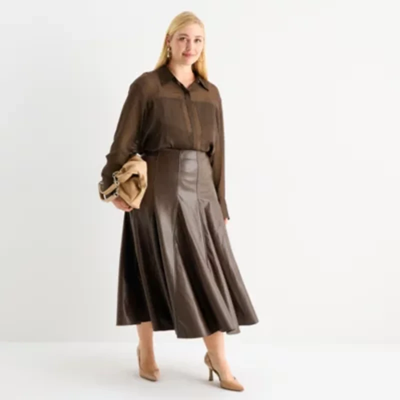 Worthington Womens Long Sleeve Plus Blouse