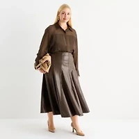Worthington Womens Long Sleeve Plus Blouse