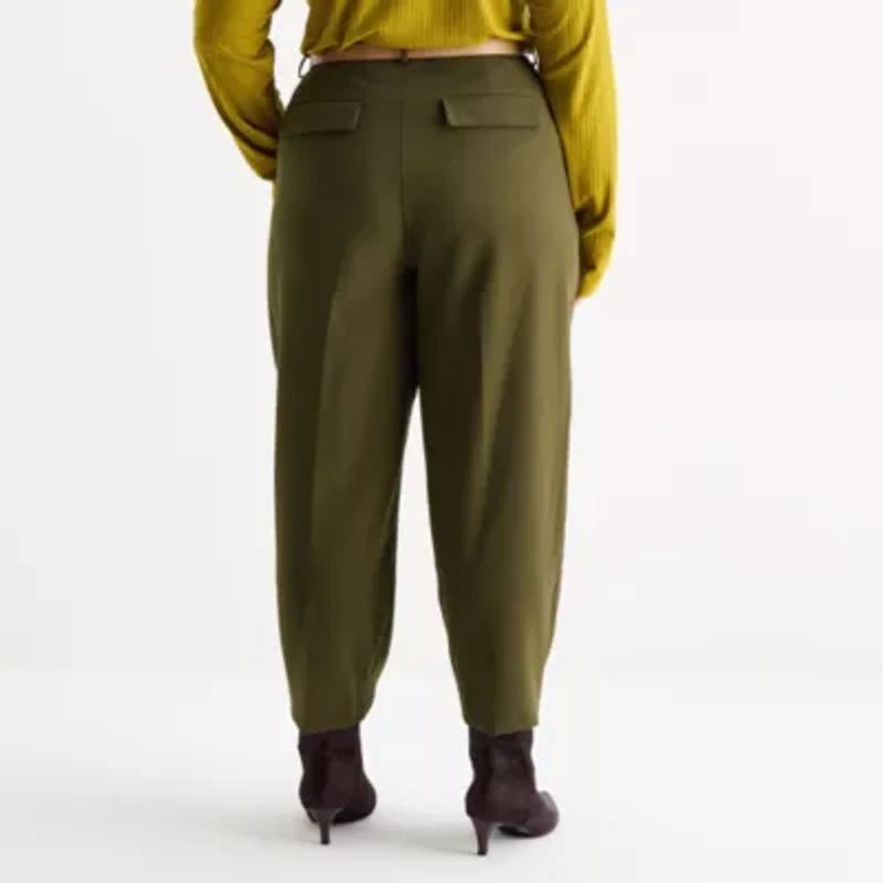 Worthington Plus Womens Tapered Pleated Pant