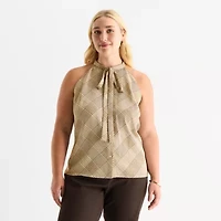 Worthington Womens Halter Neck Sleeveless Plus Blouse