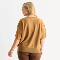 Worthington Plus Womens V Neck Long Sleeve Pullover Sweater