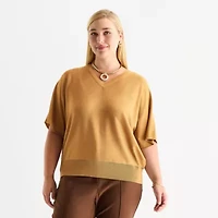 Worthington Plus Womens V Neck Long Sleeve Pullover Sweater