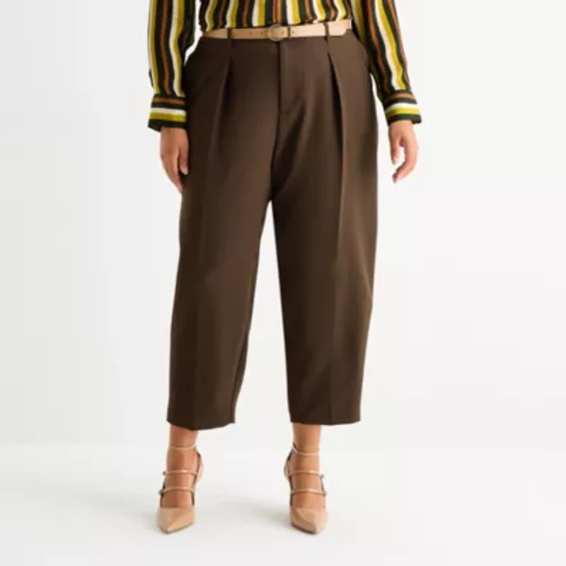 Worthington Womens Tapered Plus Pleated Pant