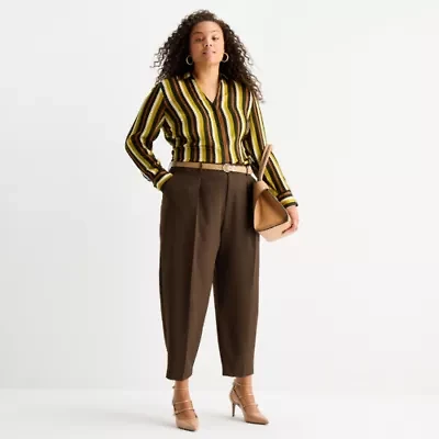 Worthington Womens Tapered Plus Pleated Pant