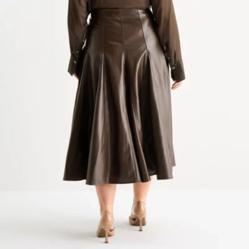 Worthington Womens Long Plus Pleated Skirt