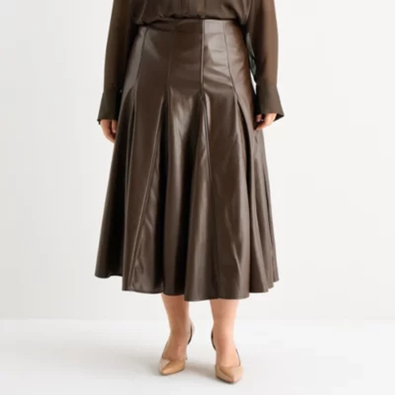 Worthington Womens Long Plus Pleated Skirt