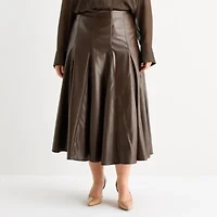 Worthington Womens Long Plus Pleated Skirt