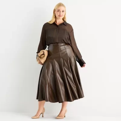 Worthington Womens Long Plus Pleated Skirt