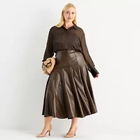 Worthington Womens Long Plus Pleated Skirt