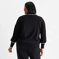 Liz Claiborne Plus Womens Long Sleeve Pullover Sweater