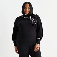 Liz Claiborne Plus Womens Long Sleeve Pullover Sweater