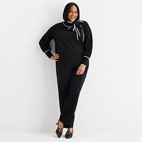 Liz Claiborne Plus Womens Long Sleeve Pullover Sweater