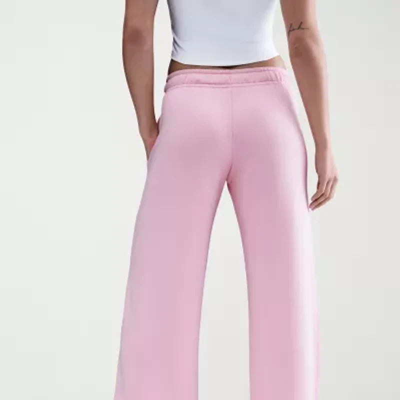 Nike Club Womens Wide Leg Mid Rise Fleece Sweatpant