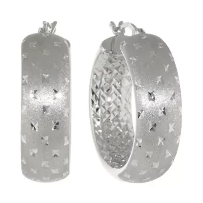 Sterling Silver Diamond-Cut Wide Hoop Earrings