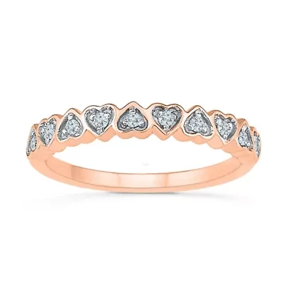Womens 2MM 1/ CT. T.W. Natural White Diamond 10K Gold Heart Band