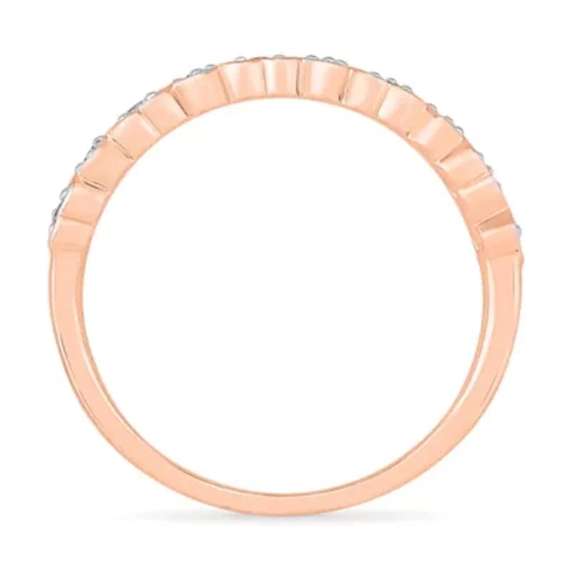 Womens 2MM 1/8 CT. T.W. Natural White Diamond 10K Gold Heart Band